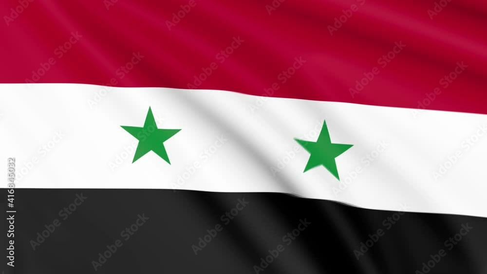 Syria Flag, 4k 30 fps, bright and lightly textured, full screen, seamless loop 3d animation Syria Flag, 4k 30 fps, bright and lightly textured, full screen, seamless loop 3d animation