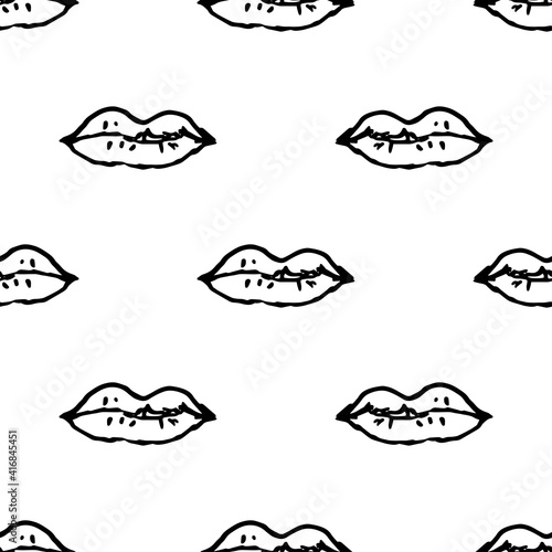 Vector illustration. Lips isolated on a white background. Seamless pattern.