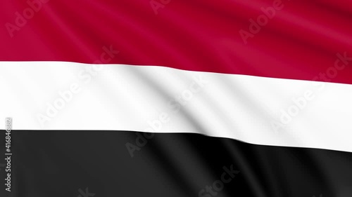 Yemen Flag, 4k 30 fps, bright and lightly textured, full screen, seamless loop 3d animation
