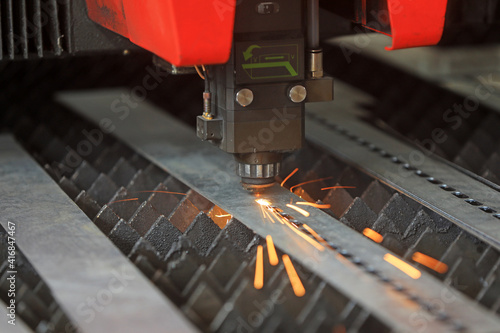 Numerical control machine tool laser cutting equipment in operation