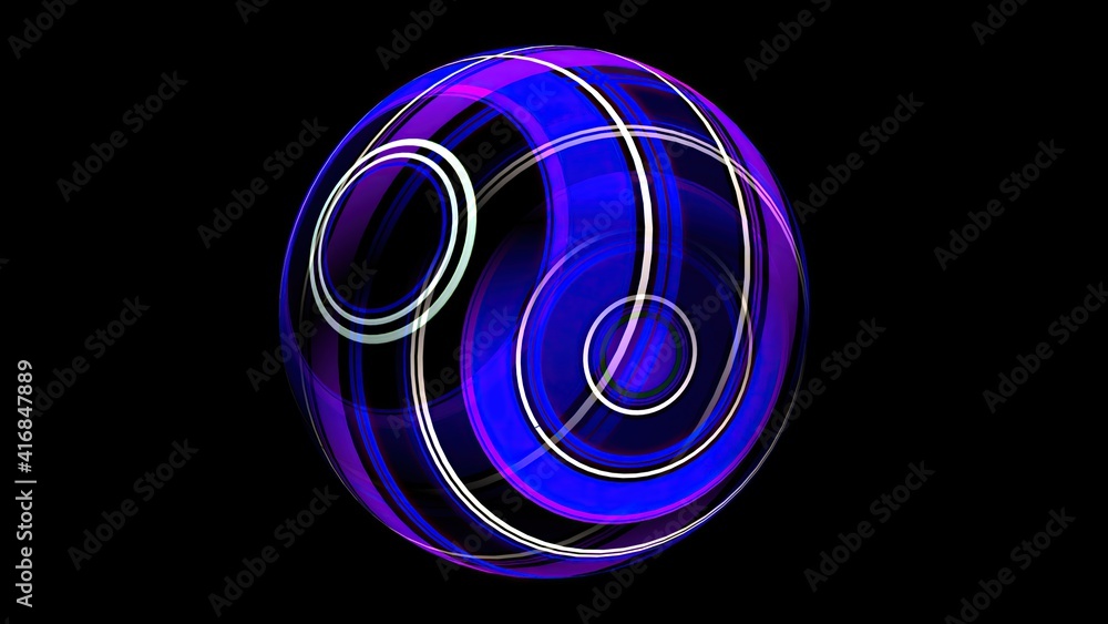 3D illustration of Colorful sphere black 3D illustration of Colorful sphere black