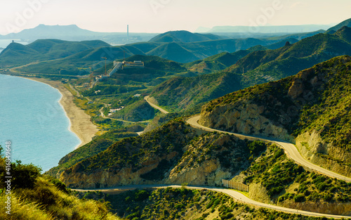 Curved road from Granatilla viewpoint, Spain