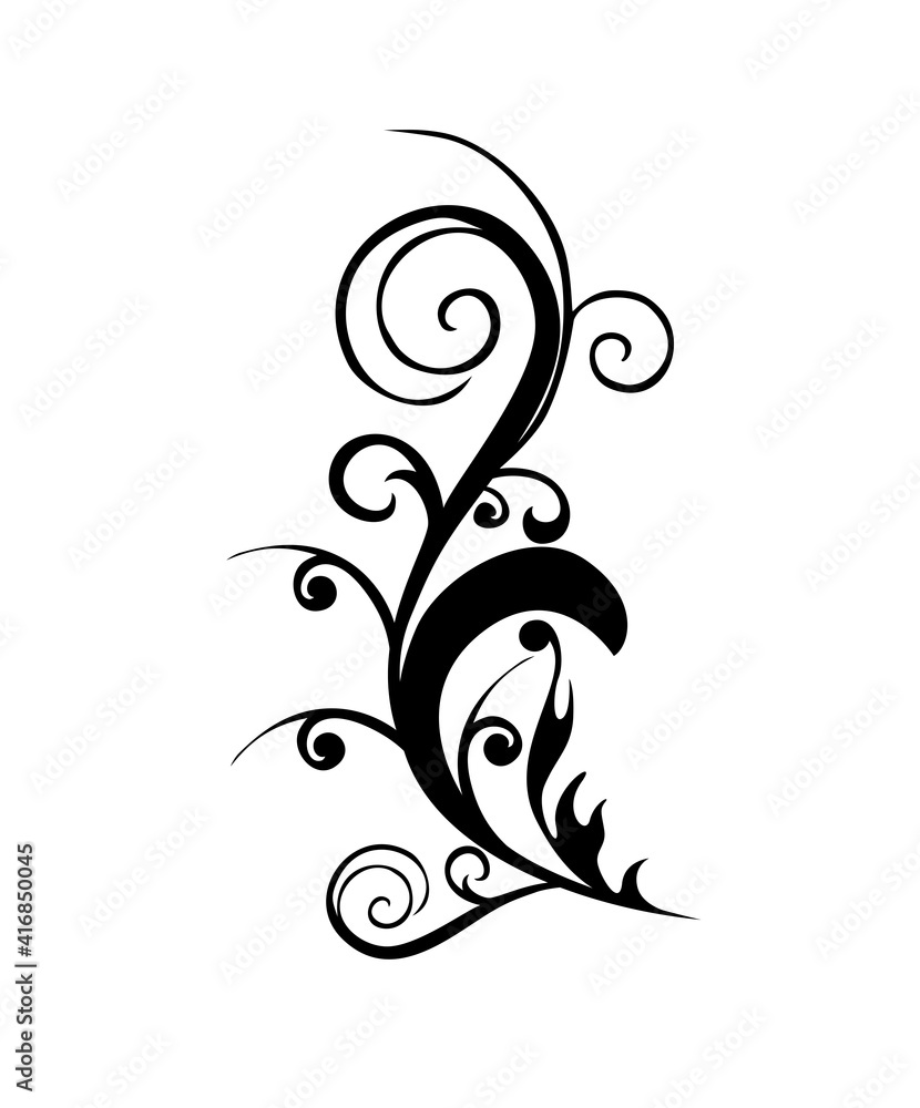 Elegant and Classic Floral Abstract Tattoo - ornamental flower and leaf Elegant and Classic Floral Abstract Tattoo - ornamental flower and leaf