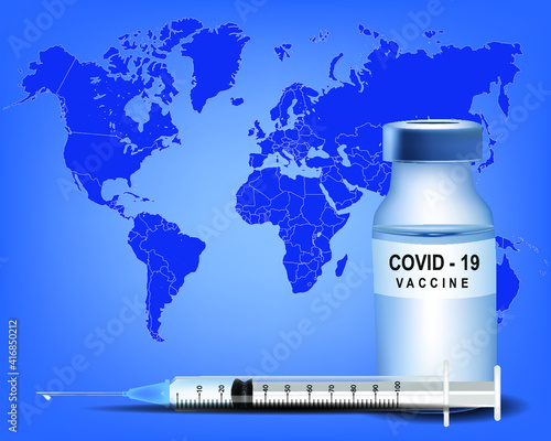 world map and syringe