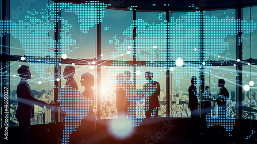 Bild auf Leinwand Global communication network concept