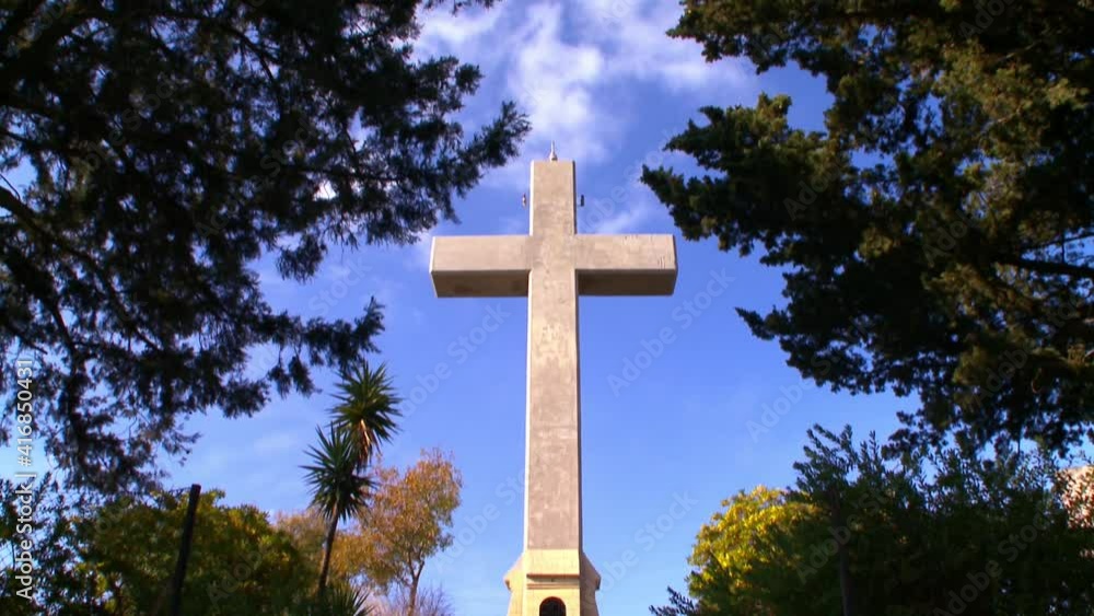 Rhodes Greece the large Cross that was recently rebuilt on the top of the filerimos mountain Rhodes Greece the large Cross that was recently rebuilt on the top of the filerimos mountain