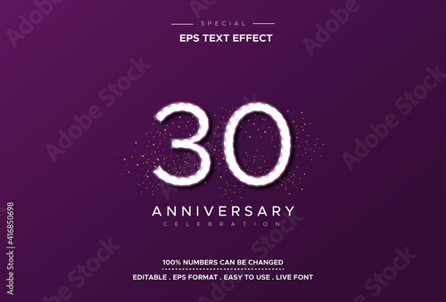 Editable text style effect with 30th anniversary numbers