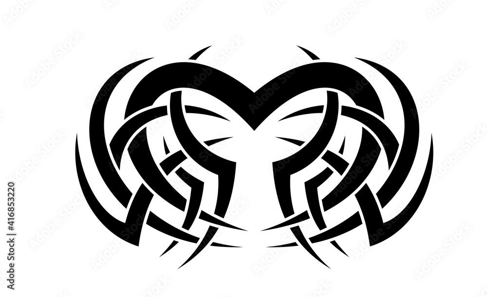 Black and White Heart Shape Abstract Tattoo Design - Floral Black and White Heart Shape Abstract Tattoo Design - Floral