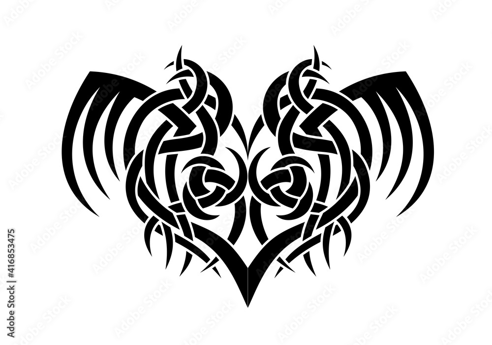 Black and White Heart Shape Abstract Tattoo Design - Floral Black and White Heart Shape Abstract Tattoo Design - Floral