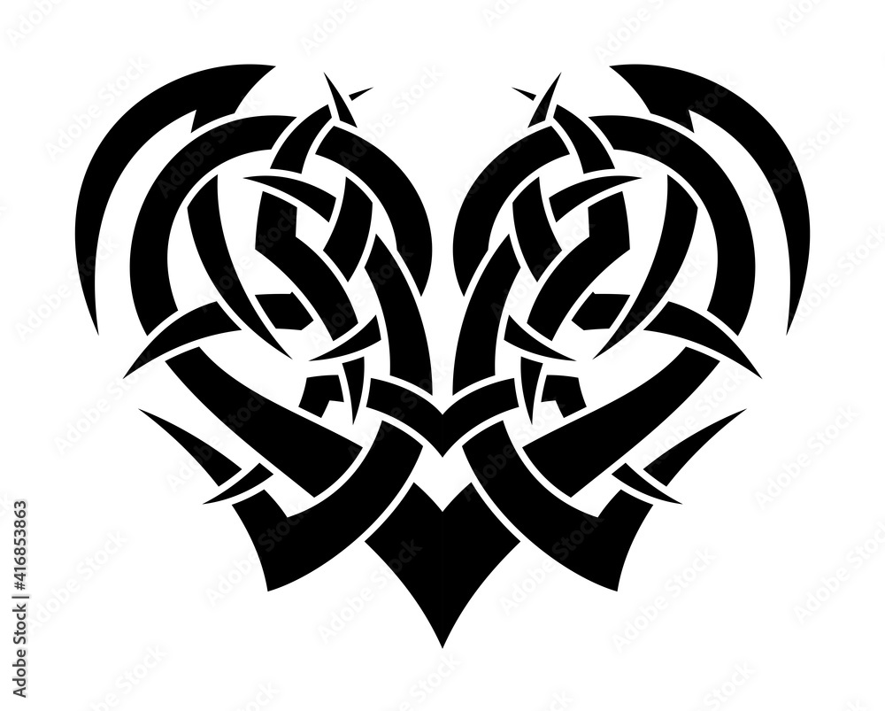 Black and White Heart Shape Abstract Tattoo Design - Floral Black and White Heart Shape Abstract Tattoo Design - Floral