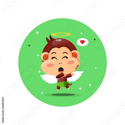 Cute cupid monkey in dubbing pose