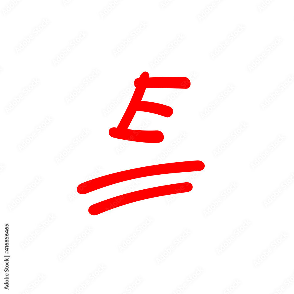 Fototapeta premium Letter E grade mark, red color test score illustration - Vector