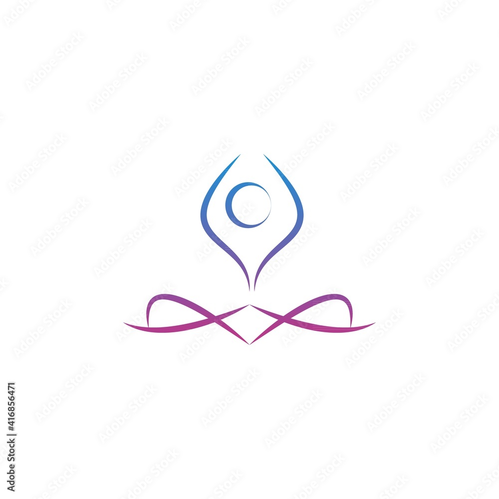 Yoga logo abstract design vector template. Lotus pose icon logo illustration. Yoga logo abstract design vector template. Lotus pose icon logo illustration.