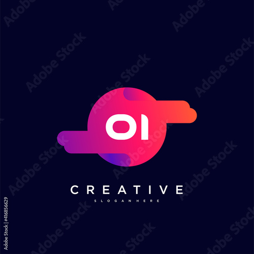 OI Initial Letter Colorful logo icon design template elements Vector Art