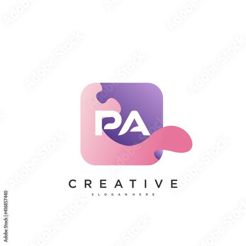 PA Initial Letter Colorful logo icon design template elements Vector Art