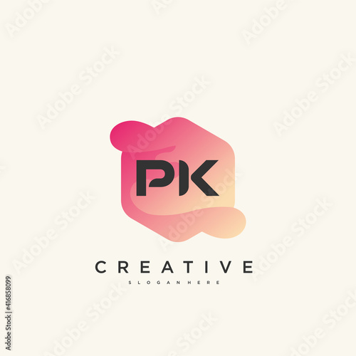 PK Initial Letter Colorful logo icon design template elements Vector Art