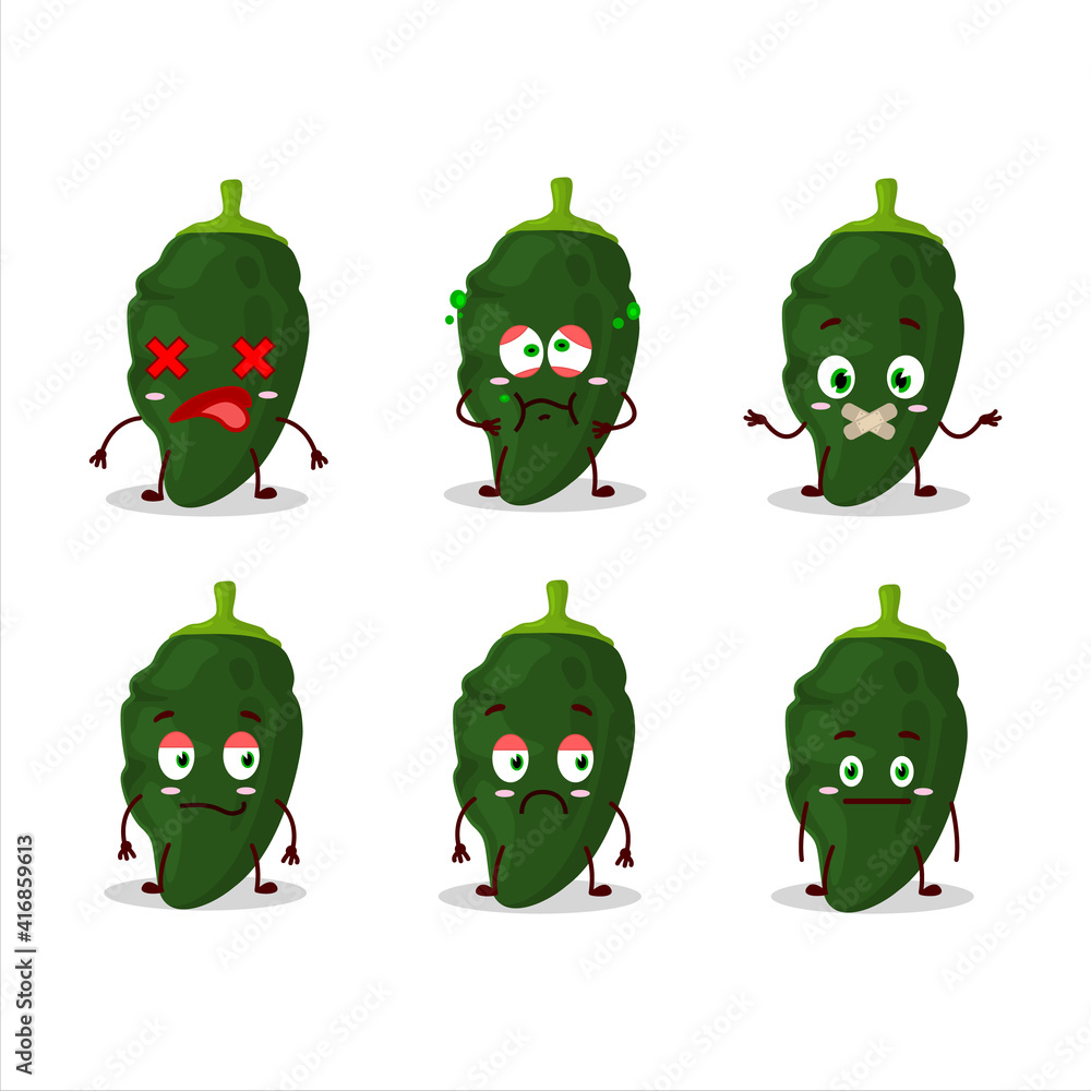 Poblano cartoon in character with nope expression Poblano cartoon in character with nope expression