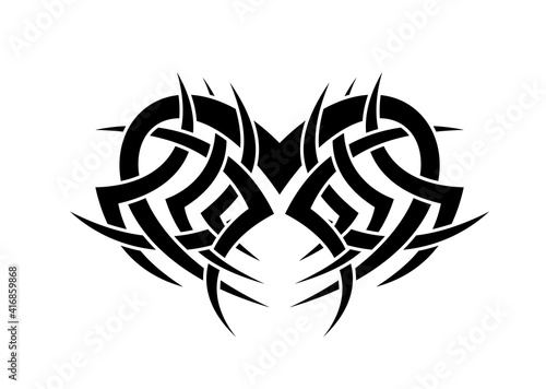 Black and White Classic Tribal Abstract Tattoo Heart