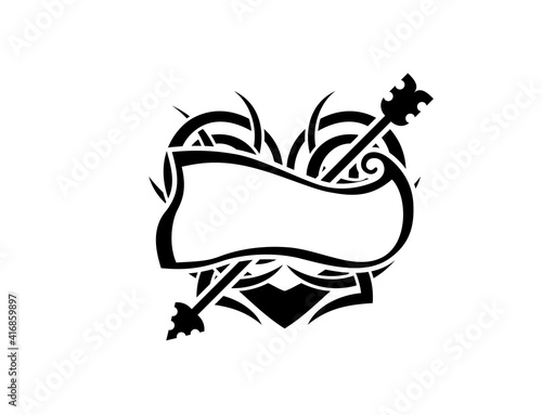 Black and White Classic Tribal Abstract Tattoo Heart