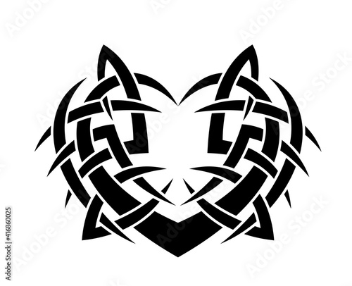 Black and White Classic Tribal Abstract Tattoo Heart