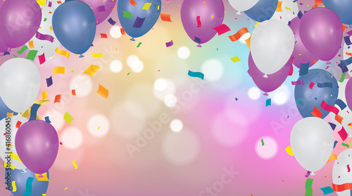 flying colorful balloons on a background  set collection of three different foreshortening
