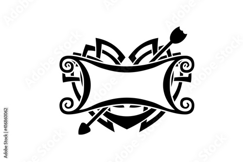 Black and White Classic Tribal Abstract Tattoo Heart