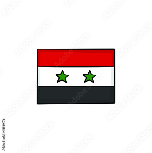Syria flag in drawing style isolated vector. Hand drawn object illustration for your presentation, teaching materials or others.