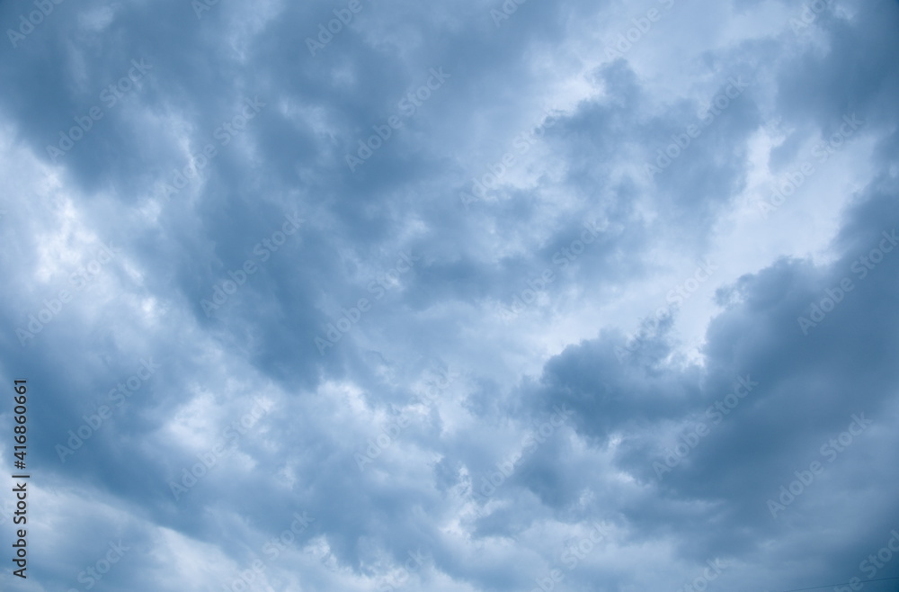 Close-up of landscape of dark clouds in the sky before storm