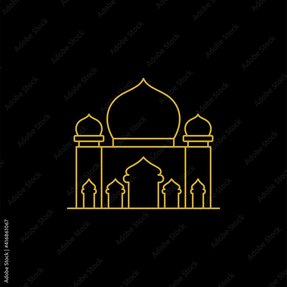 mosque vector illustration. mosque Islamic symbol for Ramadan Kareem sign. mosque modern building. line art style mosque vector illustration. mosque Islamic symbol for Ramadan Kareem sign. mosque modern building. line art style
