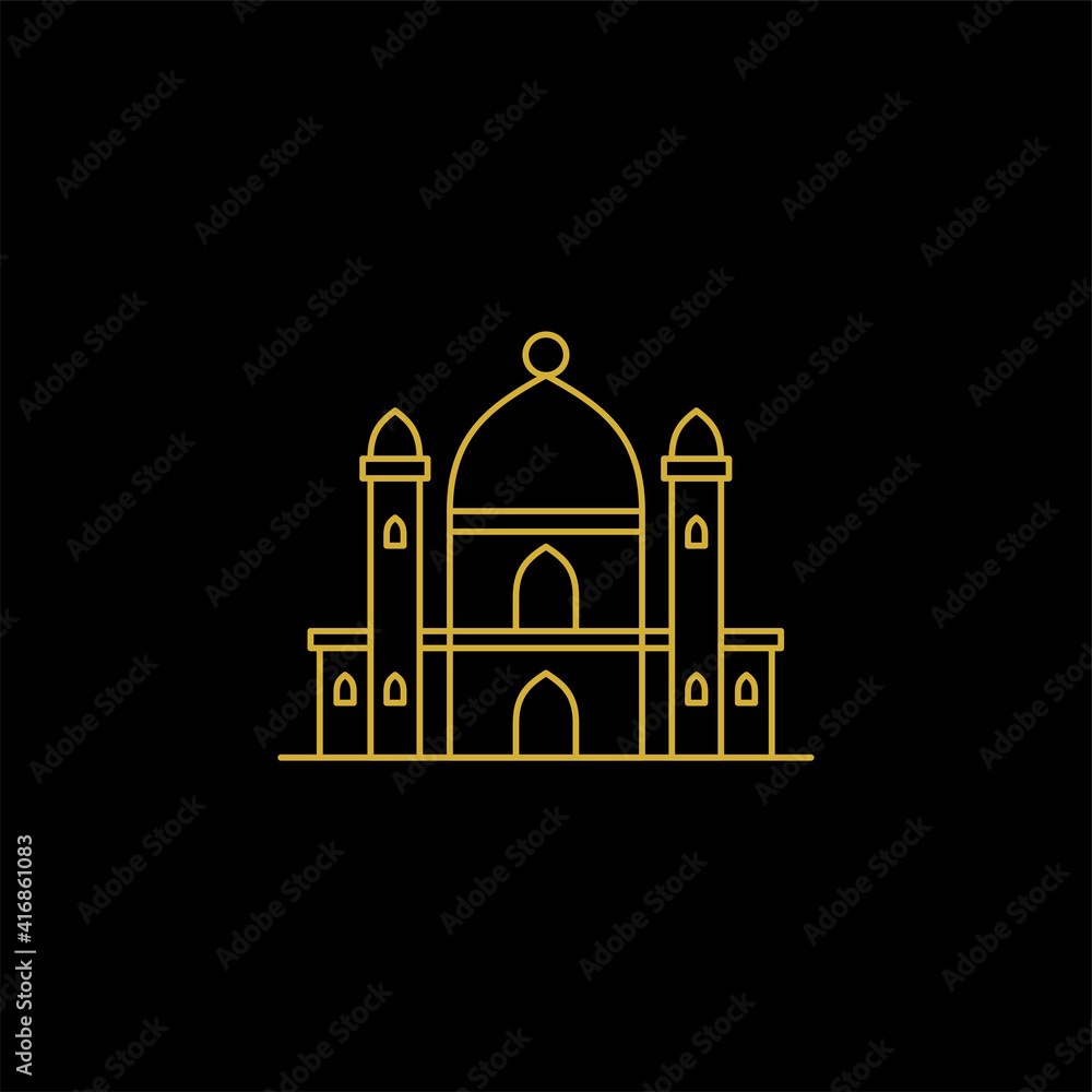 mosque vector illustration. mosque Islamic symbol for Ramadan Kareem sign. mosque modern building. line art style mosque vector illustration. mosque Islamic symbol for Ramadan Kareem sign. mosque modern building. line art style