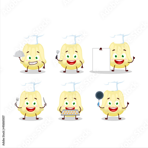 Cartoon character of patisson with various chef emoticons