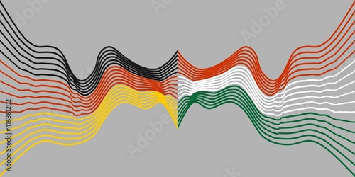 Image relative to politic and economic relationship between Hungary and Germany. National flags. Teamwork concept.
