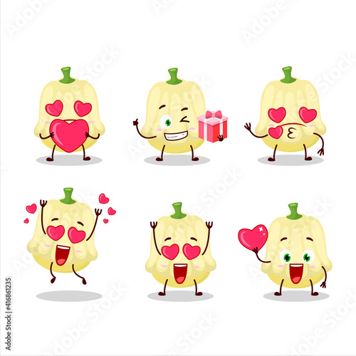 Patisson cartoon character with love cute emoticon
