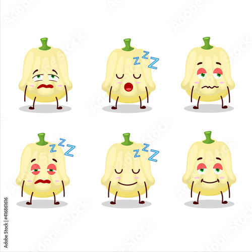 Cartoon character of patisson with sleepy expression