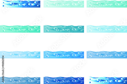 vector drawing wave water sea wind background set