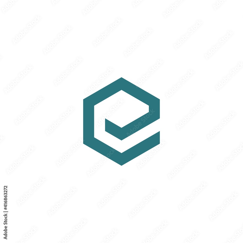 Company business logo design template abstract geometric style of linear vector Hexagon concept logotype letter E Company business logo design template abstract geometric style of linear vector Hexagon concept logotype letter E
