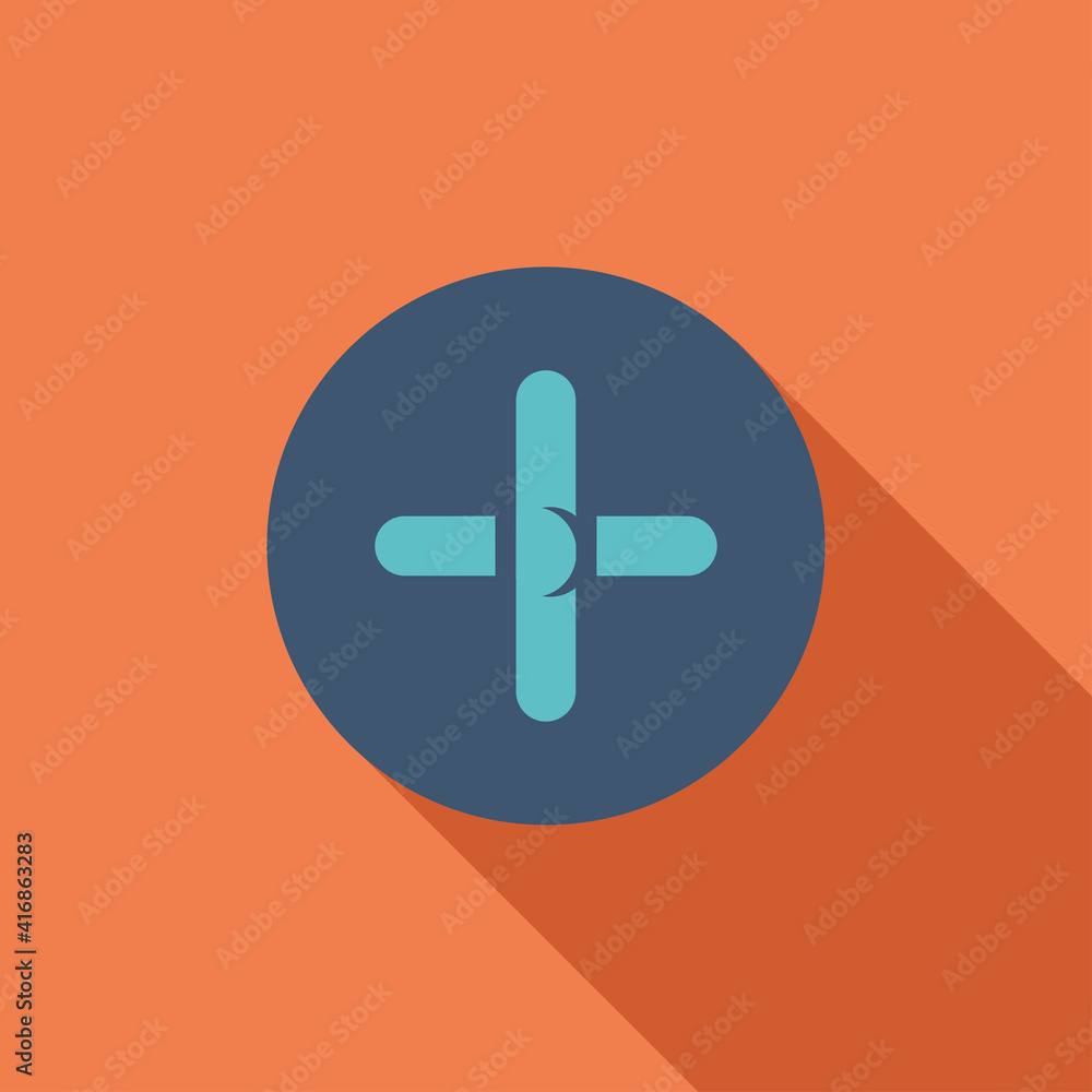 Obraz premium Add button flat icon design with long shadow effect