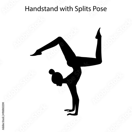 Handstand with splits pose yoga workout silhouette