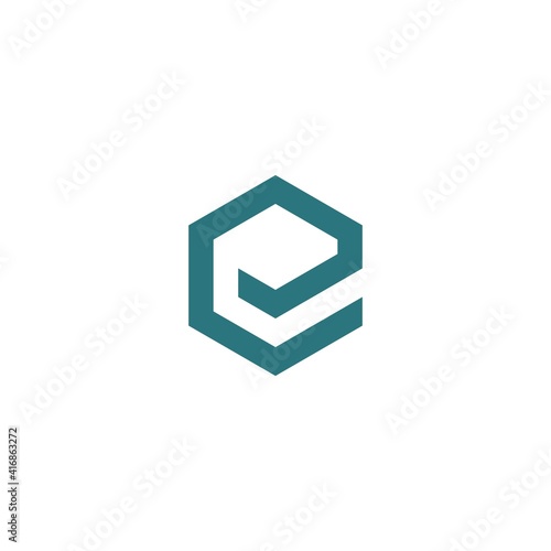 Free Download Company business logo design template abstract geometric style of linear vector Hexagon concept logotype letter E - GFXLoad