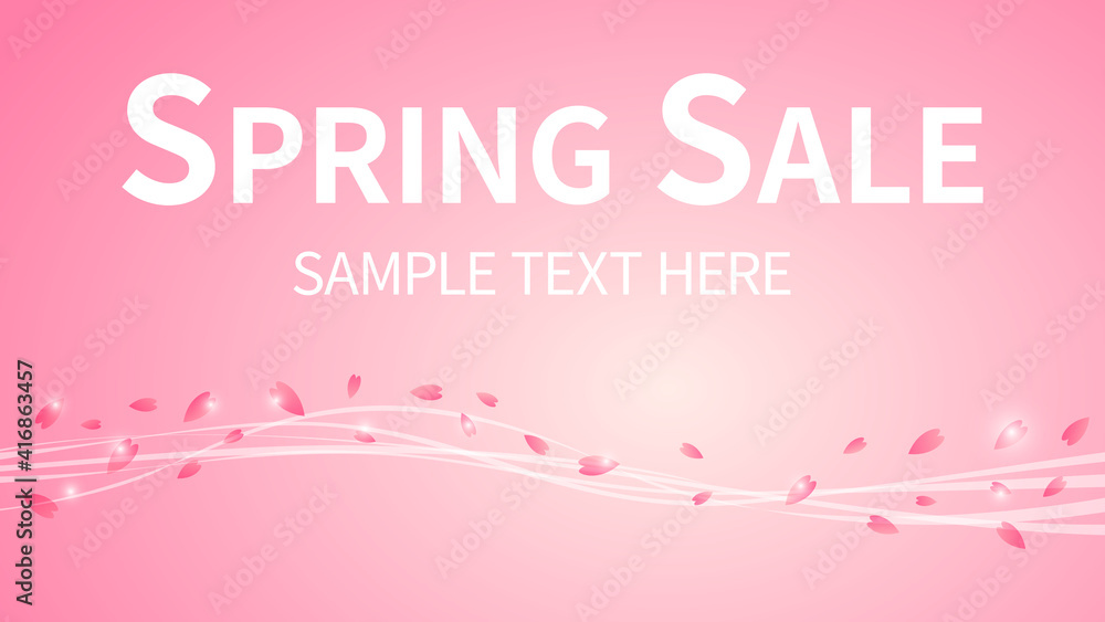 桜, 花, 春, 曲線のベクターイラストピンク背景素材