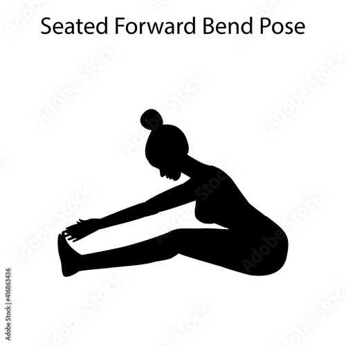 Seated forward bend pose yoga workout silhouette