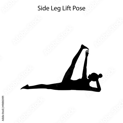 Side leg lift pose yoga workout silhouette