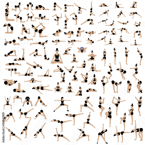 Yoga poses workout. Healthy lifestyle vector illustration