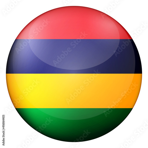 Free Download Glass light ball with flag of Mauritius. Round sphere, template icon. Mauritian national symbol. Glossy realistic ball, 3D abstract vector illustration highlighted on a white background. Big bubble. - GFXLoad