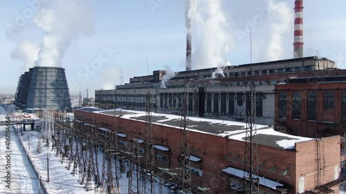 plant with smoke stacks