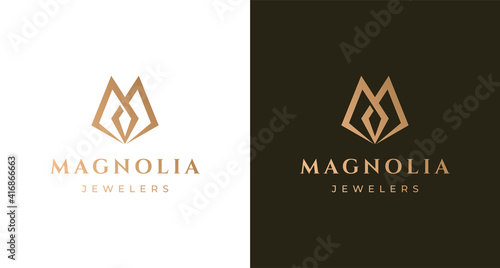 Simple and Elegant letter M monogram, sharp Luxury M diamond letter mark logo vector template