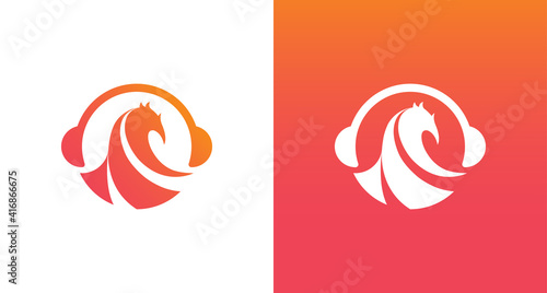 Modern phoenix music logo, phoenix and headphone icons logo vector template