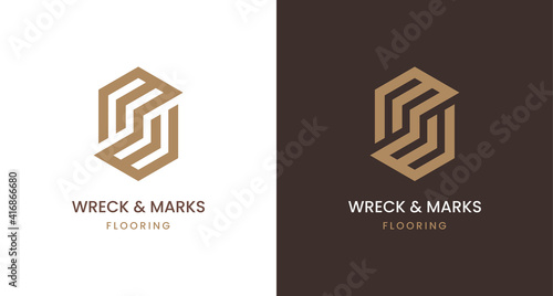 Abstract letter MW monogram, simple MW initial logo for flooring business logo