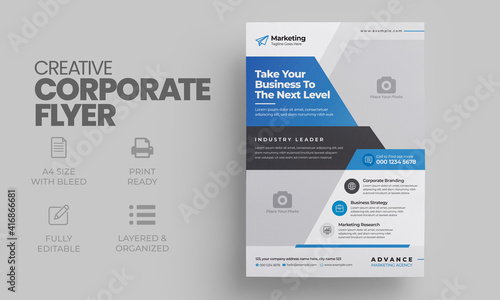 Flyer brochure cover design layout background, Corporate Business poster pamphlet blue red green colors scheme template in A4 size