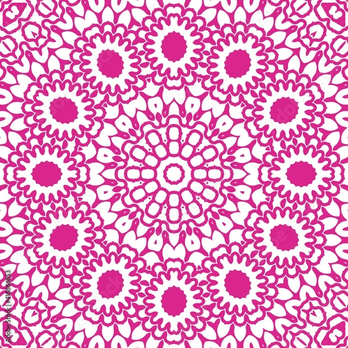 Pink Concentric Flower Design Mandala Kaleidoscopic illustration design. Native indian ornament, peace kaleidoscope red mandala background design illustration. High quality detailed design. 